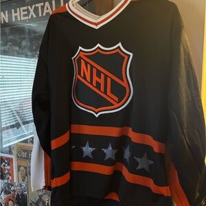 NHL Black and Orange Star-Striped Jersey